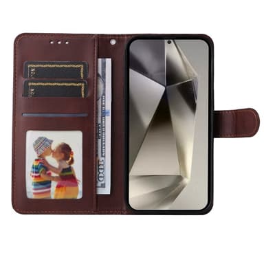 SKALO Samsung S25 Ultra PU-nahka Lompakkokotelo - Ruskea