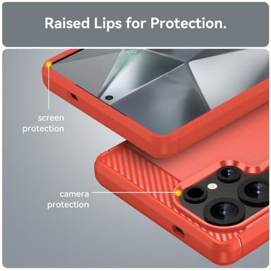 SKALO Samsung S25 Ultra Armor Carbon Suojakuori - Punainen
