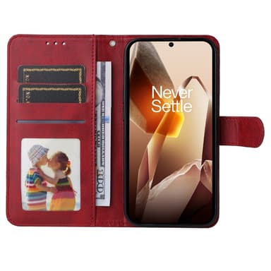 SKALO OnePlus 13 PU-nahka Lompakkokotelo - Punainen
