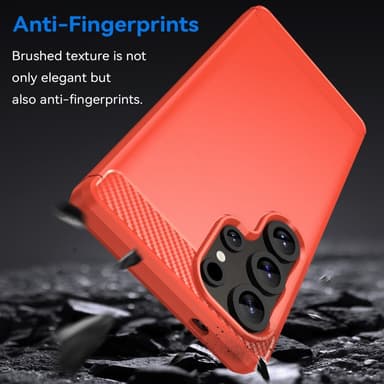 SKALO Samsung S25 Ultra Armor Carbon Suojakuori - Punainen