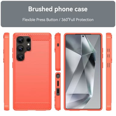 SKALO Samsung S25 Ultra Armor Carbon Suojakuori - Punainen