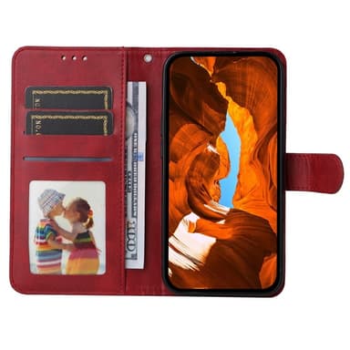 SKALO Motorola Moto G15 4G PU-nahka Lompakkokotelo - Punainen
