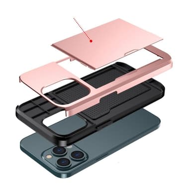 SKALO iPhone 14 Pro Armor Suojakuori korttikotelo - Ruusukulta