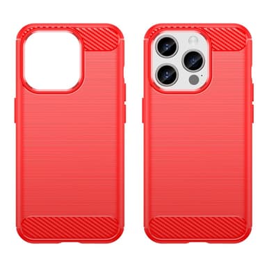 SKALO iPhone 15 Pro Armor Carbon Iskunkestävä TPU suojakuori - Punainen