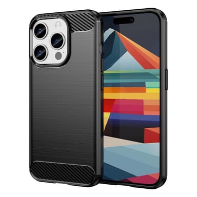 SKALO iPhone 15 Pro Armor Carbon Iskunkestävä TPU suojakuori - Musta
