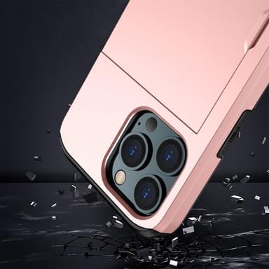 SKALO iPhone 14 Pro Armor Suojakuori korttikotelo - Ruusukulta