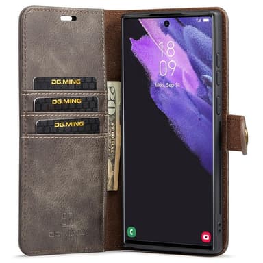 DG MING Samsung S22 Ultra 2-in-1 magneetti lompakkokotelo - Harmaa