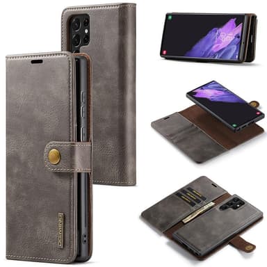DG MING Samsung S22 Ultra 2-in-1 magneetti lompakkokotelo - Harmaa