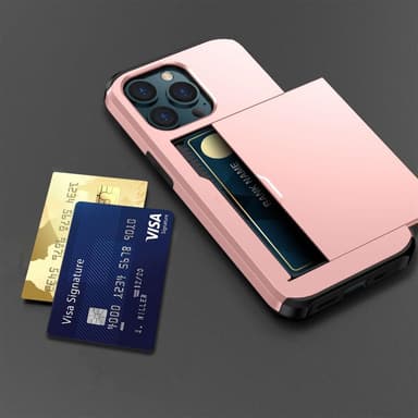 SKALO iPhone 14 Pro Armor Suojakuori korttikotelo - Ruusukulta