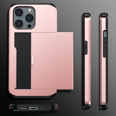 SKALO iPhone 14 Pro Armor Suojakuori korttikotelo - Ruusukulta