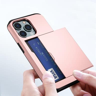 SKALO iPhone 14 Pro Armor Suojakuori korttikotelo - Ruusukulta