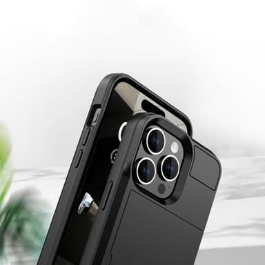 SKALO iPhone 15 Armor Suojakuori korttikotelo - Ruusukulta