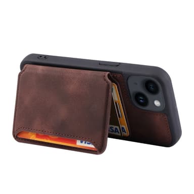 SKALO iPhone 15 Plus PU-nahkainen Suojakuori Lompakolla - Ruskea