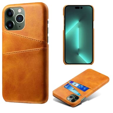 SKALO iPhone 14 Pro PU-nahkainen Korttikotelo - Vaaleanruskea