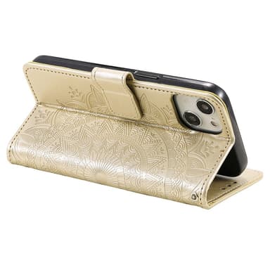 SKALO iPhone 15 Mandala lompakkokotelo - Kulta