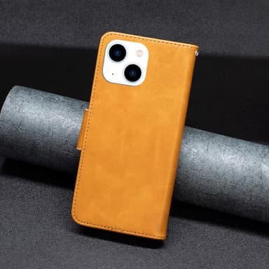 SKALO iPhone 15 Lompakkokotelo PU-nahkaa - Keltainen