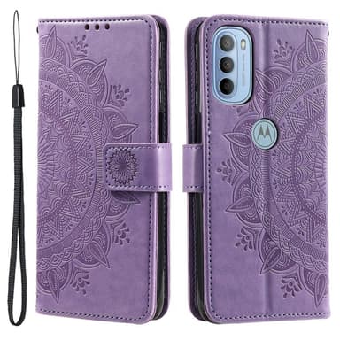 SKALO Moto G31 / G41 Mandala lompakkokotelo - Violetti