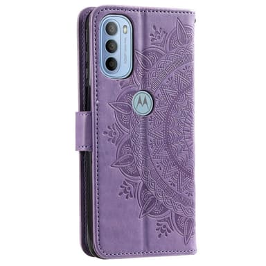 SKALO Moto G31 / G41 Mandala lompakkokotelo - Violetti