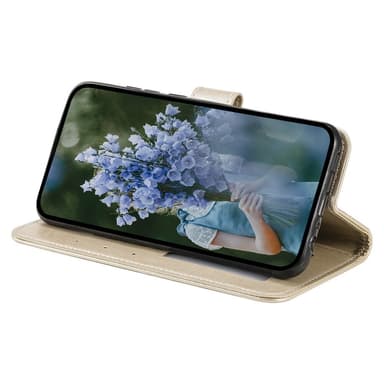 SKALO iPhone 15 Mandala lompakkokotelo - Kulta