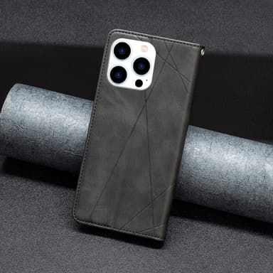 iPhone 15 Pro BINFEN COLOR Kohokuvioitu Lompakkokotelo - Musta
