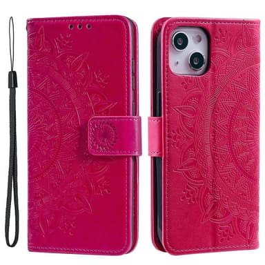 SKALO iPhone 15 Mandala lompakkokotelo - Cerise