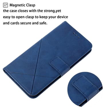 SKALO iPhone 15 Kohokuvioitu PU Nahka Lompakkokotelo - Sininen