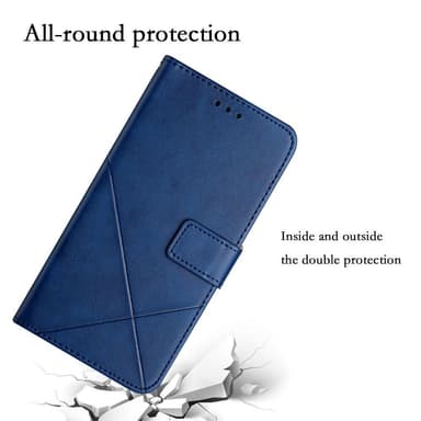 SKALO iPhone 15 Kohokuvioitu PU Nahka Lompakkokotelo - Sininen