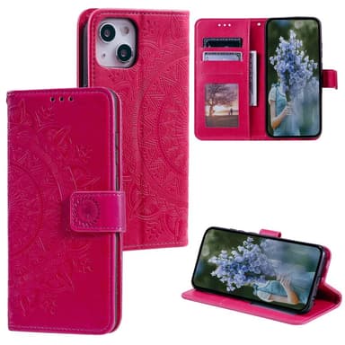 SKALO iPhone 15 Mandala lompakkokotelo - Cerise