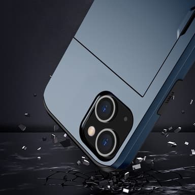 SKALO iPhone 15 Plus Armor Suojakuori korttikotelo - Sininen