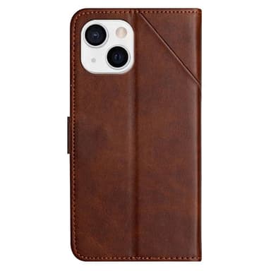SKALO iPhone 15 Kohokuvioitu PU Nahka Lompakkokotelo - Ruskea