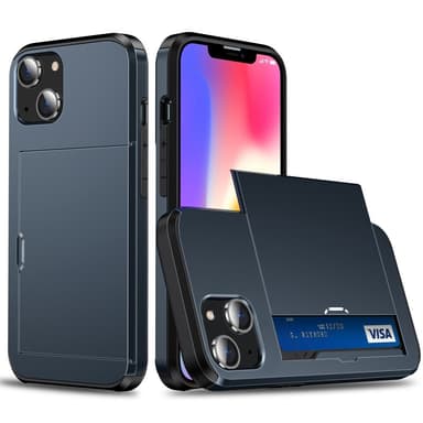 SKALO iPhone 15 Plus Armor Suojakuori korttikotelo - Sininen