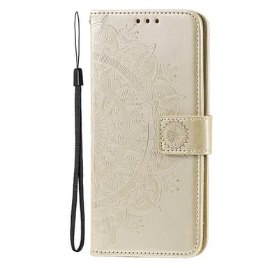 SKALO iPhone 15 Mandala lompakkokotelo - Kulta