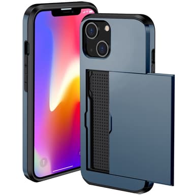 SKALO iPhone 15 Plus Armor Suojakuori korttikotelo - Sininen