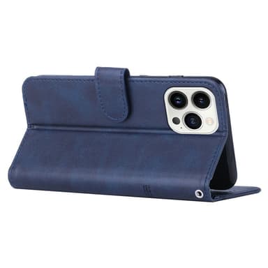SKALO iPhone 15 Pro Embossed Triangle Lompakkokotelo - Sininen