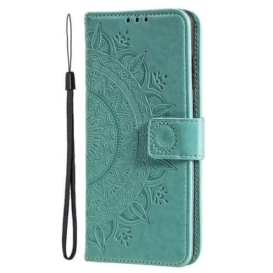SKALO iPhone 15 Mandala lompakkokotelo - Turkoosi