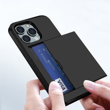 SKALO iPhone 14 Pro Max Armor Suojakuori korttikotelo - Musta