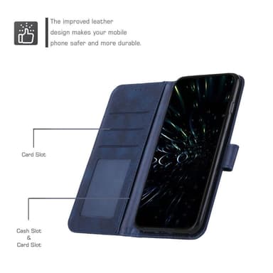 SKALO iPhone 15 Pro Embossed Triangle Lompakkokotelo - Sininen