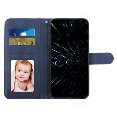 SKALO iPhone 15 Pro Embossed Triangle Lompakkokotelo - Sininen