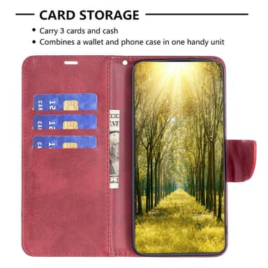 SKALO iPhone 15 Plus Lompakkokotelo PU-nahkaa - Punainen