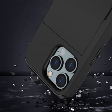 SKALO iPhone 14 Pro Armor Suojakuori korttikotelo - Musta