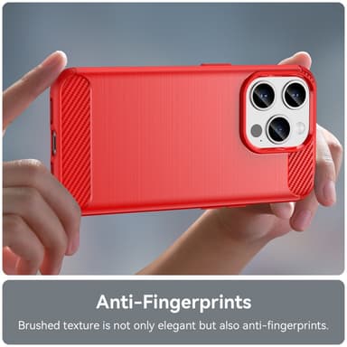 SKALO iPhone 15 Pro Armor Carbon Iskunkestävä TPU suojakuori - Punainen