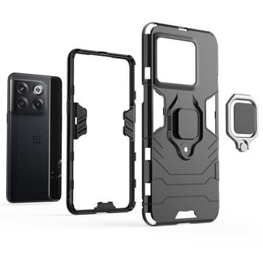 SKALO OnePlus 10T 5G Armor Hybridi metallirengas kuori - Musta