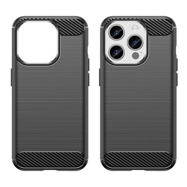SKALO iPhone 15 Pro Armor Carbon Iskunkestävä TPU suojakuori - Musta