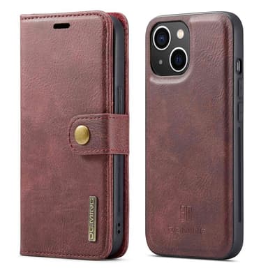 DG MING iPhone 14 2-in-1 magneetti lompakkokotelo - Punainen