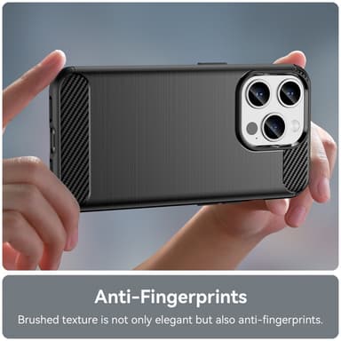 SKALO iPhone 15 Pro Armor Carbon Iskunkestävä TPU suojakuori - Musta