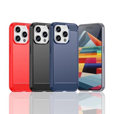 SKALO iPhone 15 Pro Armor Carbon Iskunkestävä TPU suojakuori - Musta