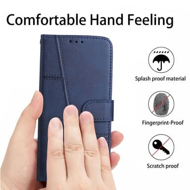 SKALO iPhone 15 Pro Embossed Triangle Lompakkokotelo - Sininen