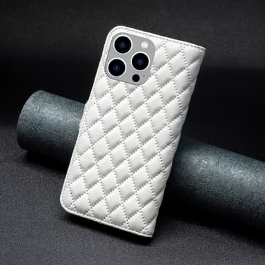 SKALO iPhone 15 Pro BINFEN COLOR Tikattu Lompakko - Valkoinen
