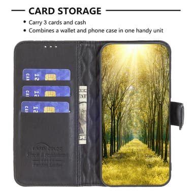 SKALO iPhone 15 Pro BINFEN COLOR Tikattu Lompakko - Musta