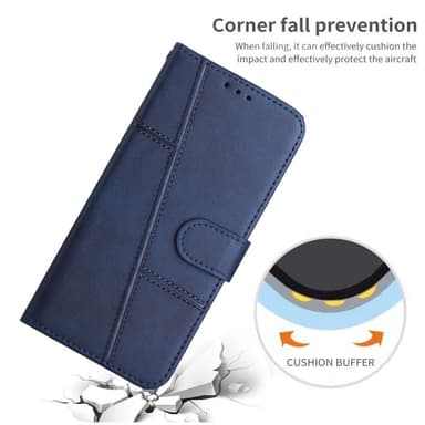 SKALO iPhone 15 Pro Embossed Triangle Lompakkokotelo - Sininen